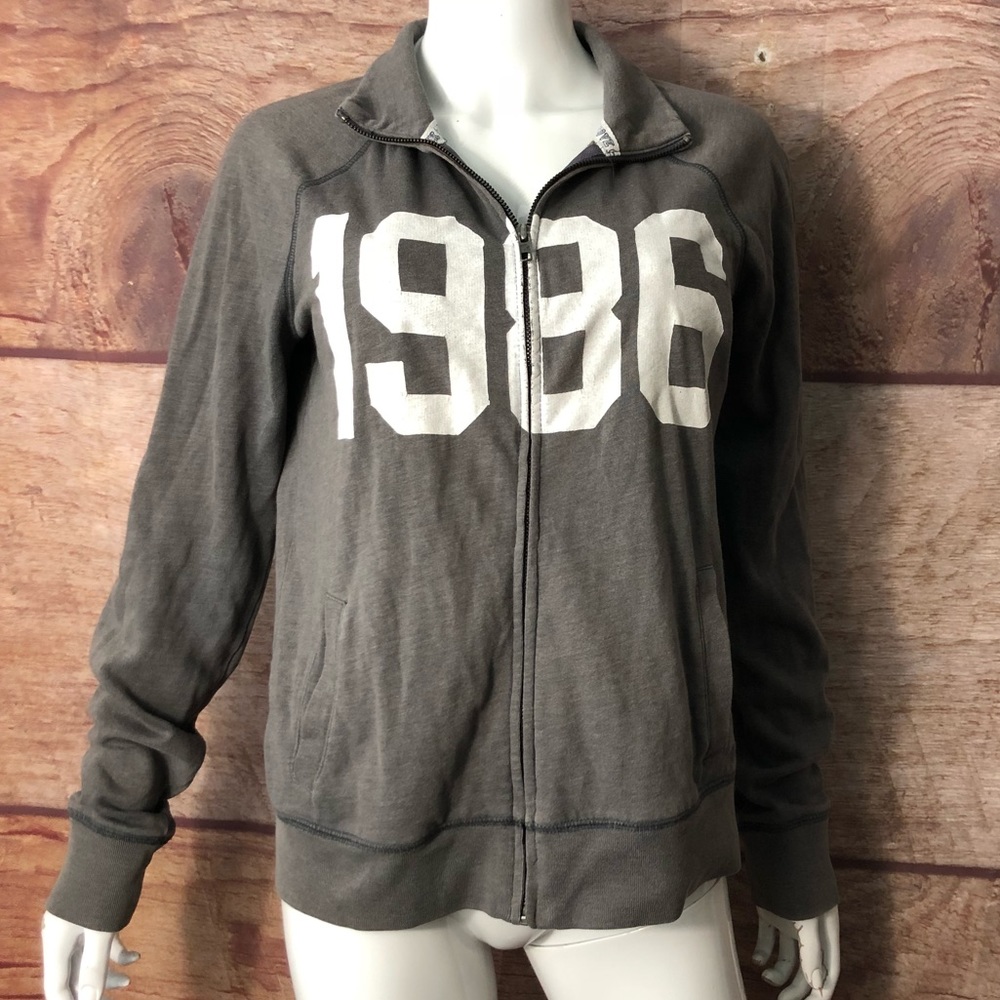 Pink Victorias Secret Gray Full Zip Jacket Pockets